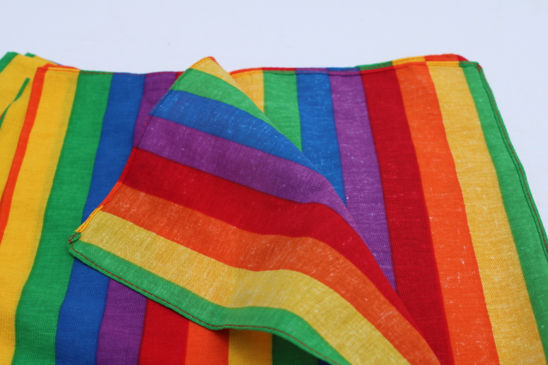 photo of rainbow stripe colorful cloth napkins or bandanas set of 4, all cotton fabric  #2