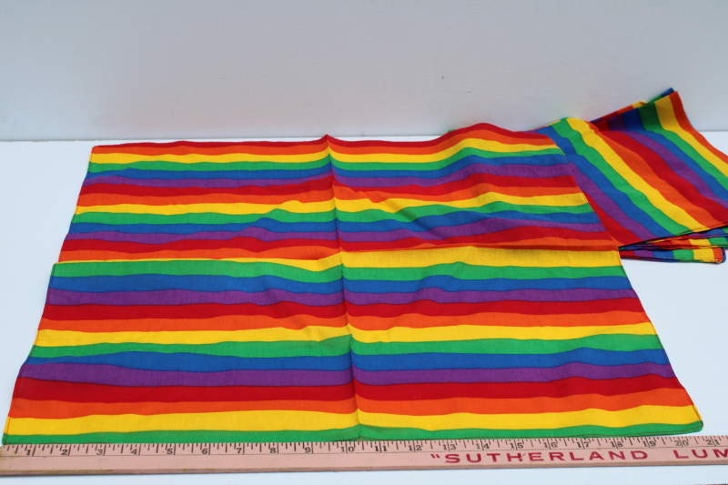 photo of rainbow stripe colorful cloth napkins or bandanas set of 4, all cotton fabric  #3