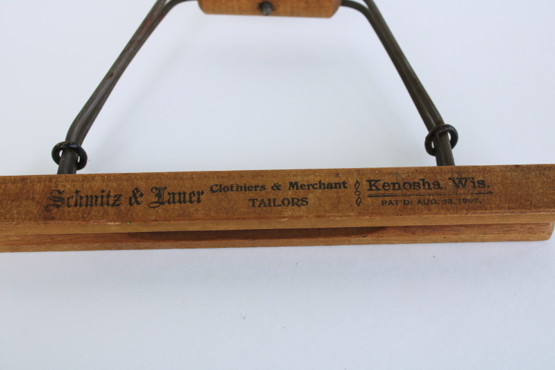 photo of rare 1908 antique suit hanger Kenosha Wisconsin Schmitz & Lauer clothiers merchant tailors vintage advertising  #2