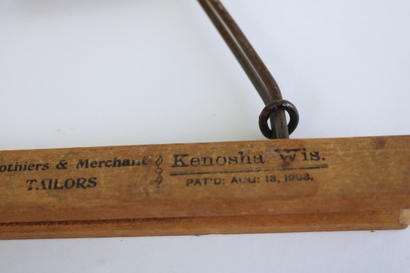 photo of rare 1908 antique suit hanger Kenosha Wisconsin Schmitz & Lauer clothiers merchant tailors vintage advertising  #4