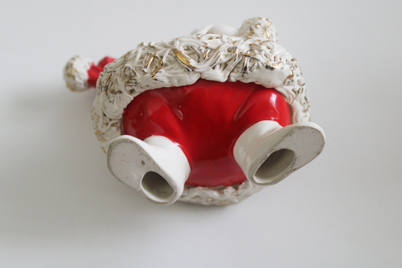 photo of rare 1950s vintage Joanna California spaghetti ceramic Santa figurine, MCM Christmas decor  #3
