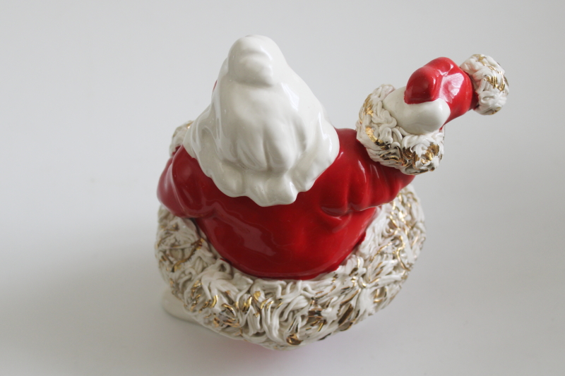 photo of rare 1950s vintage Joanna California spaghetti ceramic Santa figurine, MCM Christmas decor  #4