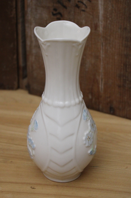 photo of rare Belleek vase, Irish blue flax or forget me not flowers blue floral circa 2010 #2