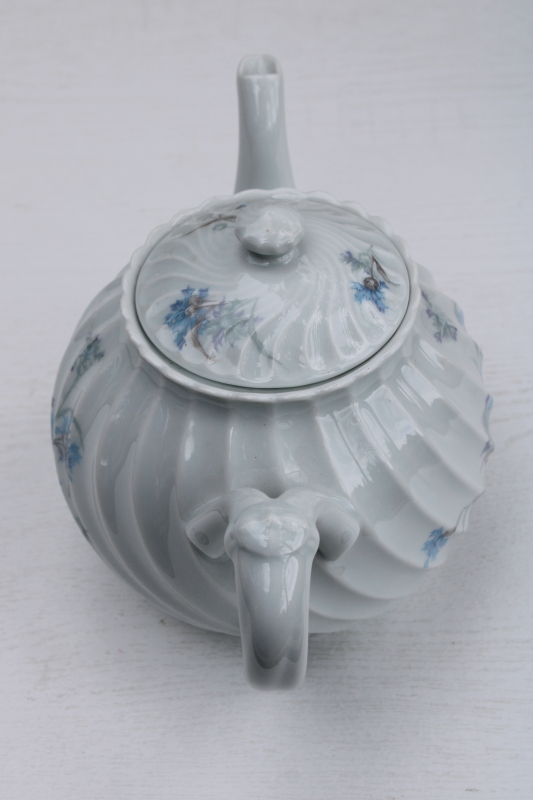 photo of rare Haviland Limoges china tea pot, French country blue cornflower, Bergere A Charme du Logis #4