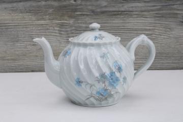 catalog photo of rare Haviland Limoges china tea pot, French country blue cornflower, Bergere A Charme du Logis