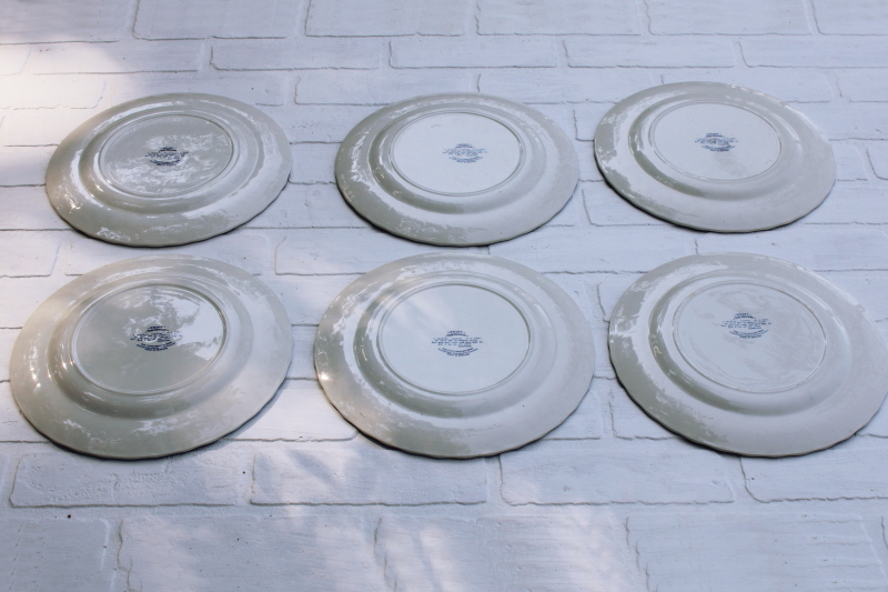 photo of rare Myott The Brook vintage blue & white china dinner plates, Tennyson verse English country scene  #11