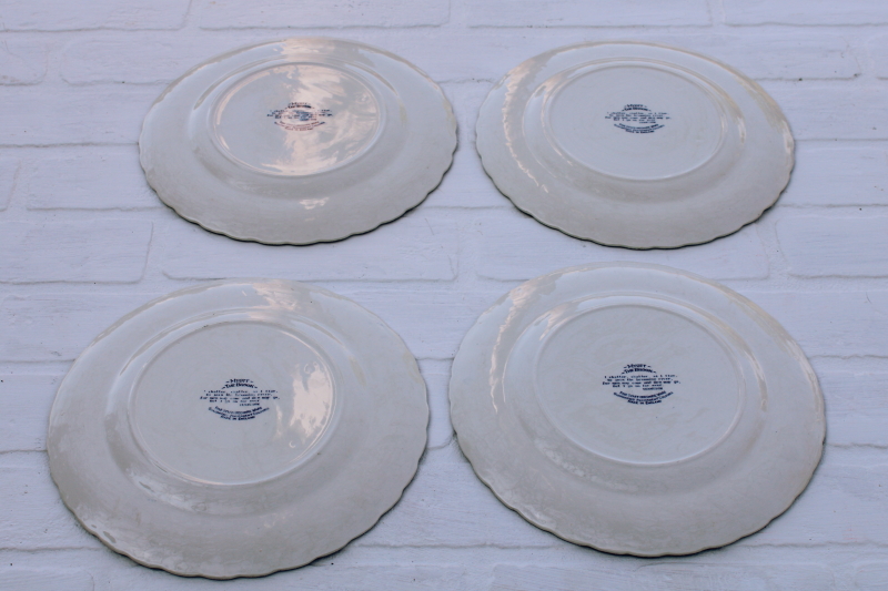 photo of rare Myott The Brook vintage blue & white china luncheon plates, Tennyson verse English country scene  #7