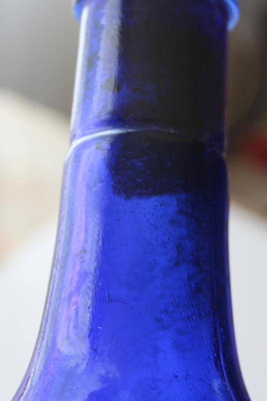 photo of rare antique glass fire extinguisher bottle grenade shape cobalt blue Rockford Kalamazoo #9