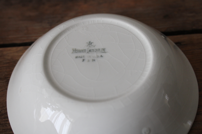 photo of rare love birds heart pattern antique Homer Laughlin china cups & bowls, green bird blue border  #5