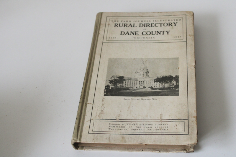 photo of rare old Dane County Wisconsin rural directory names & addresses, local ads vintage 1928  #1