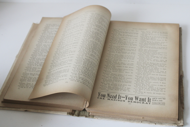 photo of rare old Dane County Wisconsin rural directory names & addresses, local ads vintage 1928  #2