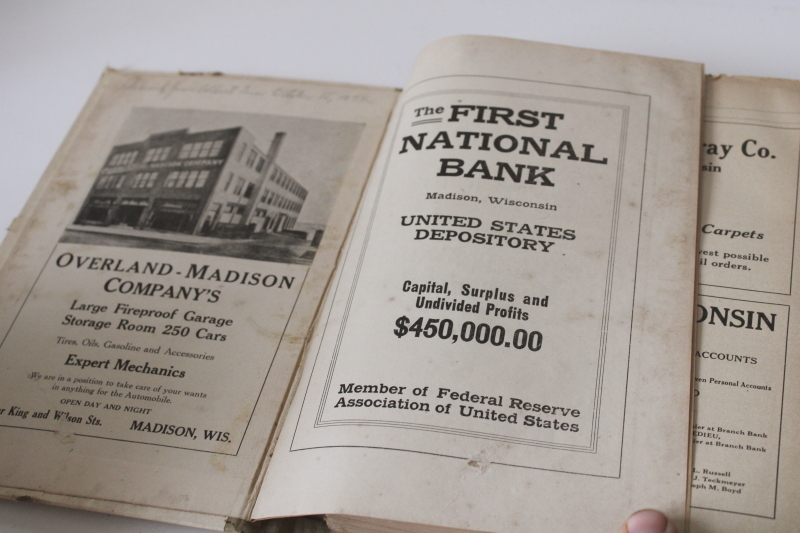 photo of rare old Dane County Wisconsin rural directory names & addresses, local ads vintage 1928  #9