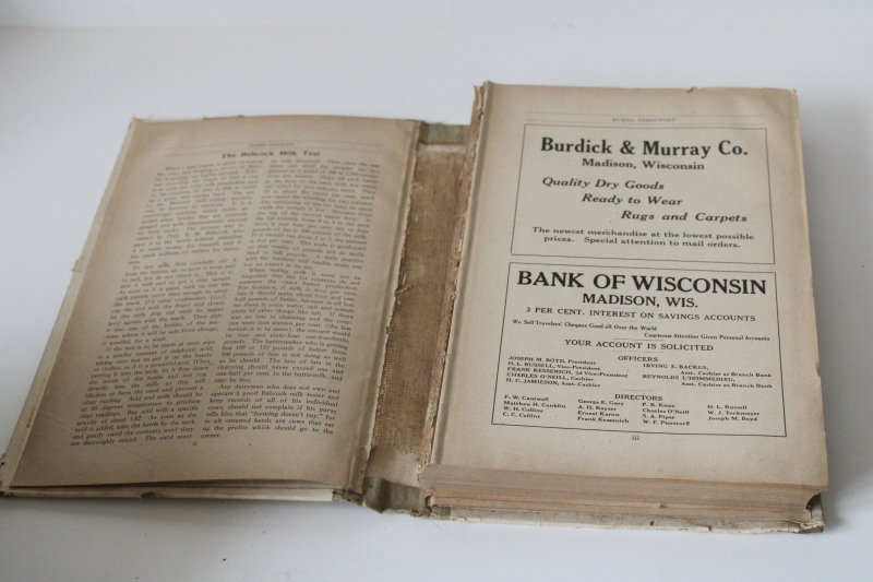 photo of rare old Dane County Wisconsin rural directory names & addresses, local ads vintage 1928  #11