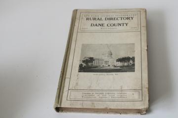catalog photo of rare old Dane County Wisconsin rural directory names & addresses, local ads vintage 1928 