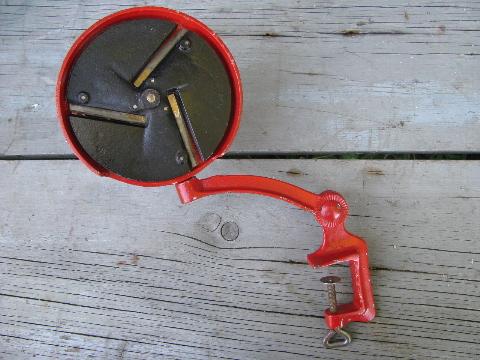 photo of rare old Lauterjung Germany hand-crank slicer, rotary blade bean frencher #2