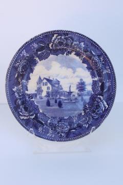 catalog photo of rare old Wedgwood china plate blue & white scene Pleasant View Concord NH Mary Baker Eddy 