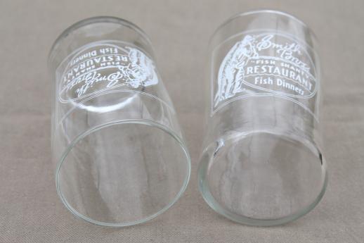 photo of rare old glass tumblers advertising Smith Bros Fish Shanty restaurant Port Washington #5