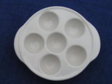 catalog photo of rare old white ironstone china egg coddler 6 egg cups