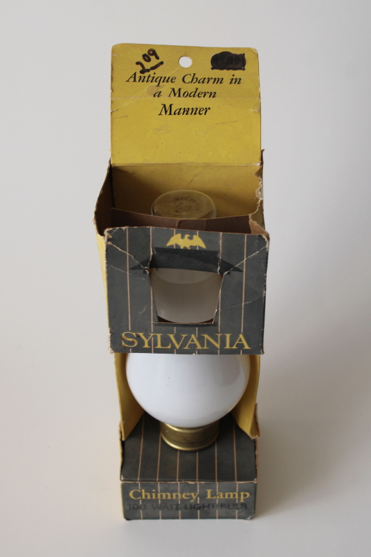 photo of rare specialty light bulb vintage Sylvania chimney lamp standard Edison socket working bulb in package  #1