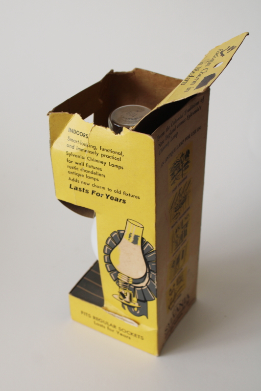 photo of rare specialty light bulb vintage Sylvania chimney lamp standard Edison socket working bulb in package #5