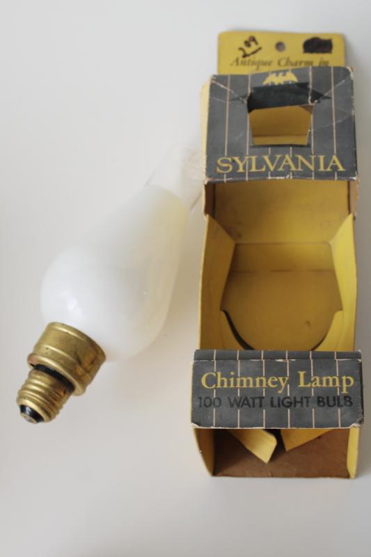 photo of rare specialty light bulb vintage Sylvania chimney lamp standard Edison socket working bulb in package #7