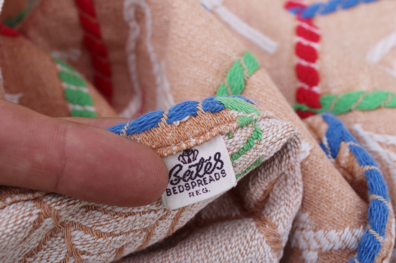 photo of rare vintage Bates bedspread cattle brands western cowboy ranch style cotton bedspread 50s MCM  #3