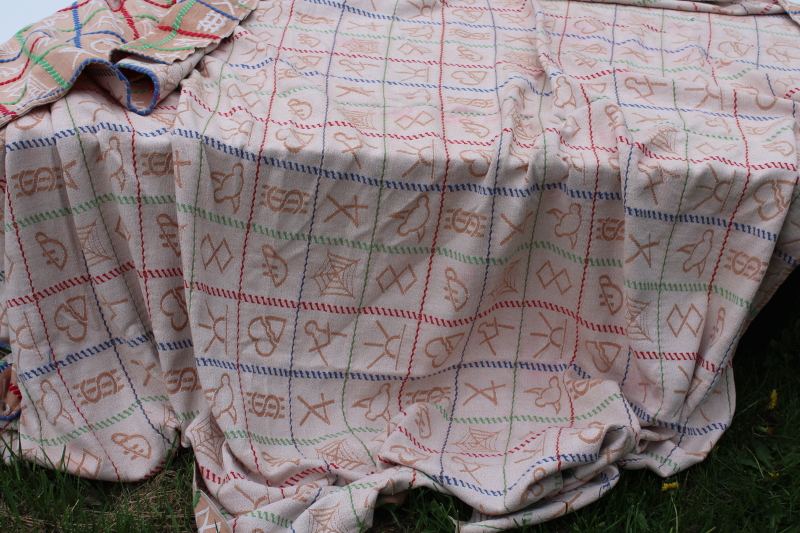 photo of rare vintage Bates bedspread cattle brands western cowboy ranch style cotton bedspread 50s MCM  #5