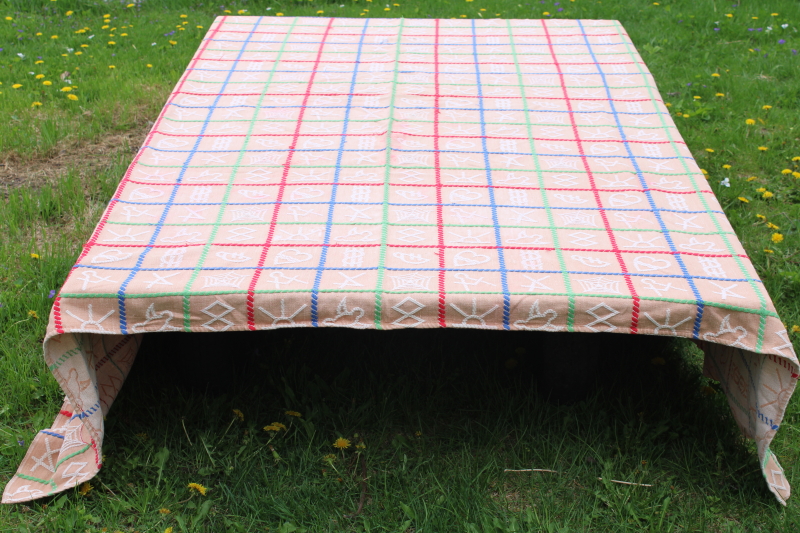 photo of rare vintage Bates bedspread cattle brands western cowboy ranch style cotton bedspread 50s MCM  #7