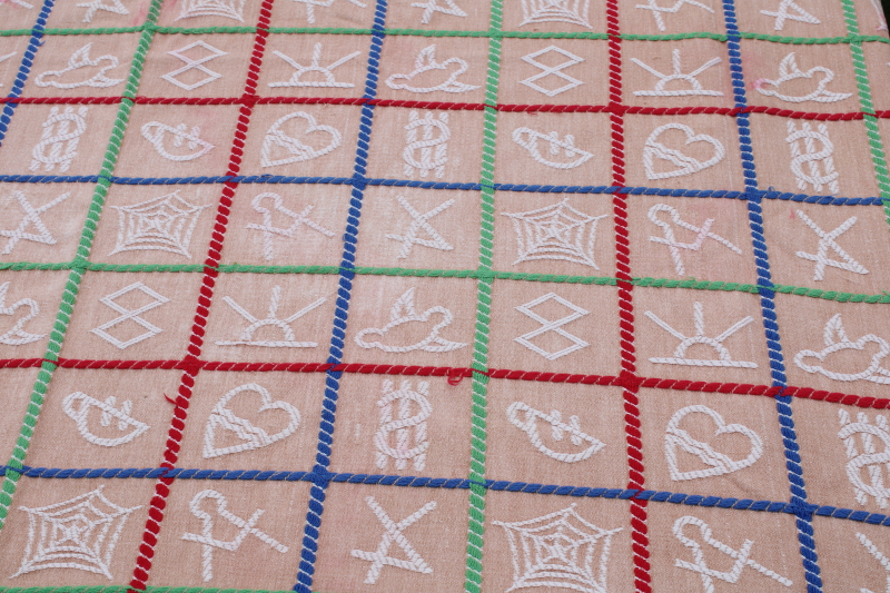 photo of rare vintage Bates bedspread cattle brands western cowboy ranch style cotton bedspread 50s MCM  #8