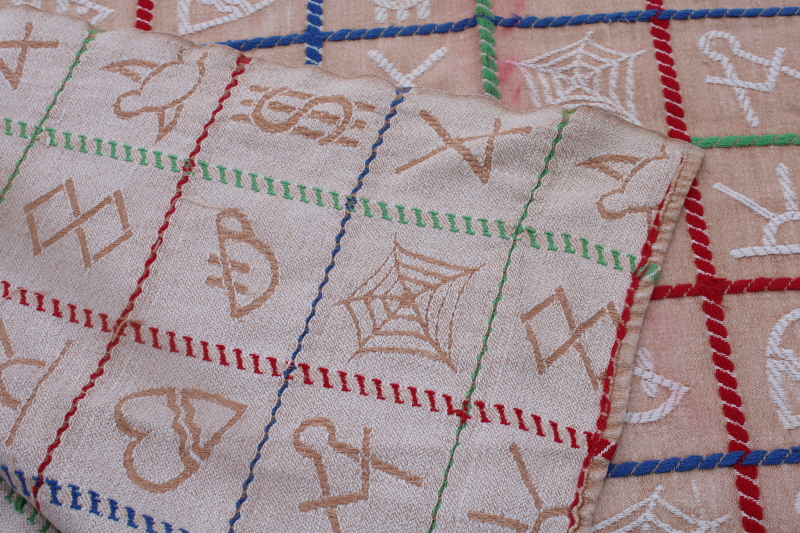 photo of rare vintage Bates bedspread cattle brands western cowboy ranch style cotton bedspread 50s MCM  #10