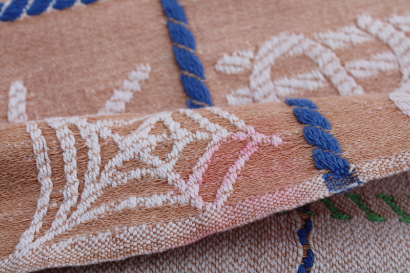 photo of rare vintage Bates bedspread cattle brands western cowboy ranch style cotton bedspread 50s MCM  #12