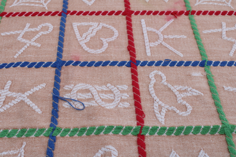 photo of rare vintage Bates bedspread cattle brands western cowboy ranch style cotton bedspread 50s MCM  #14
