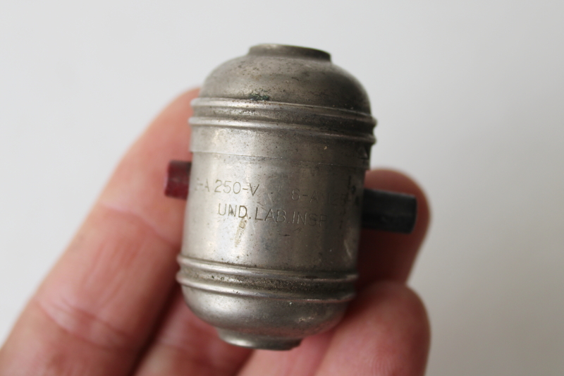 photo of rare vintage Beaver patented inline switch, industrial electrical hardware art deco silver bullet shape  #2