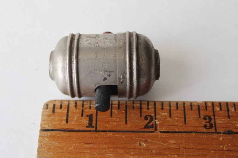 photo of rare vintage Beaver patented inline switch, industrial electrical hardware art deco silver bullet shape  #3