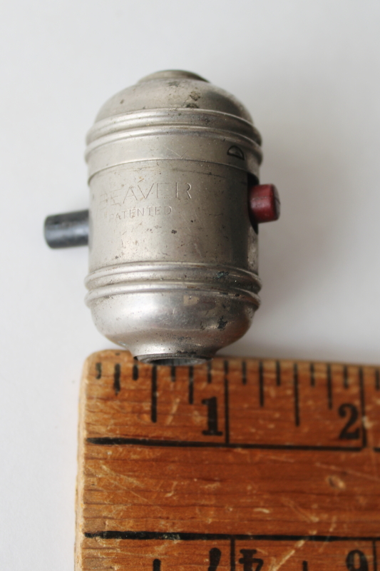 photo of rare vintage Beaver patented inline switch, industrial electrical hardware art deco silver bullet shape  #4