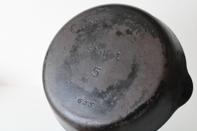 photo of rare vintage Griswold cast iron Good Health Skillet 5 numbered 655, 7 3/4 diameter frying pan  #13