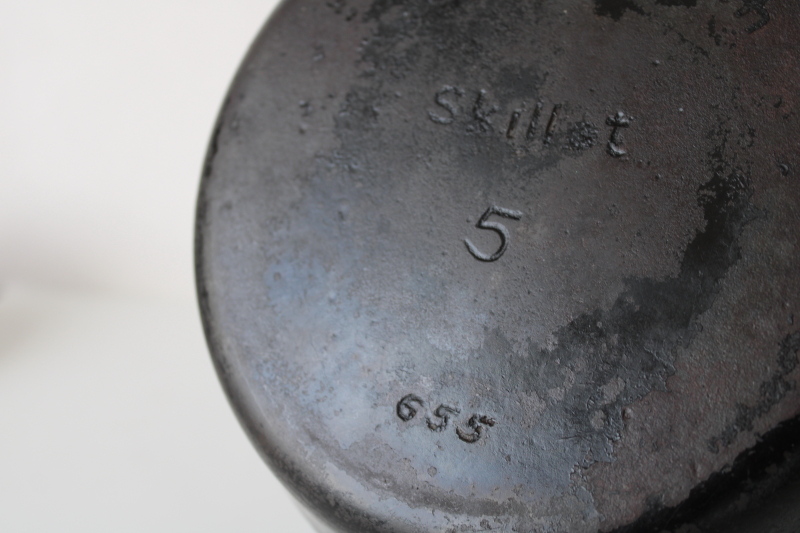 photo of rare vintage Griswold cast iron Good Health Skillet 5 numbered 655, 7 3/4 diameter frying pan  #14