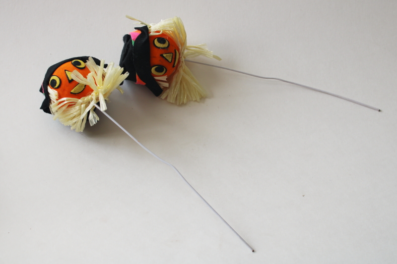 photo of rare vintage Halloween jack o lantern scarecrow pumpkin picks, Japan for LeeWards holiday decor  #1