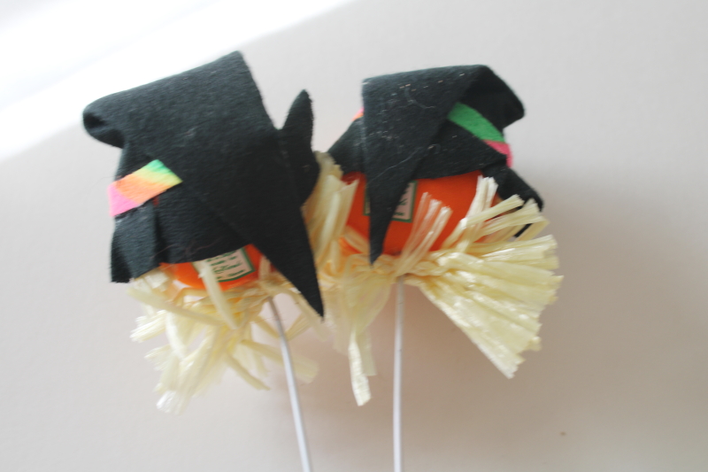 photo of rare vintage Halloween jack o lantern scarecrow pumpkin picks, Japan for LeeWards holiday decor  #3