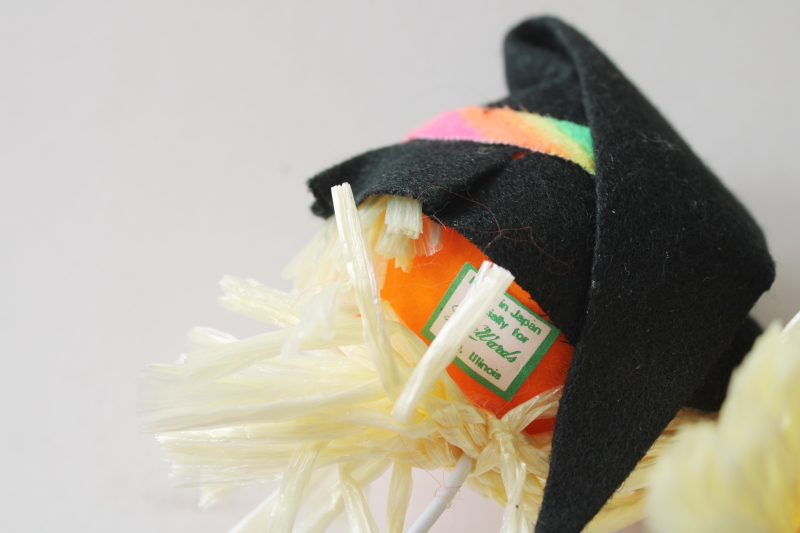 photo of rare vintage Halloween jack o lantern scarecrow pumpkin picks, Japan for LeeWards holiday decor  #4