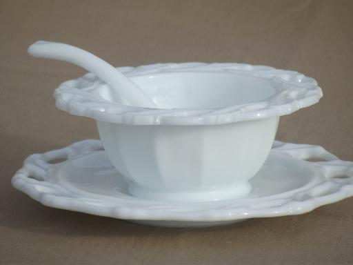 photo of rare vintage Imperial Star Holly leaf milk glass mayo bowl or sauce dish #1