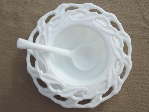 photo of rare vintage Imperial Star Holly leaf milk glass mayo bowl or sauce dish #5