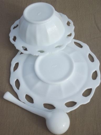 photo of rare vintage Imperial Star Holly leaf milk glass mayo bowl or sauce dish #7