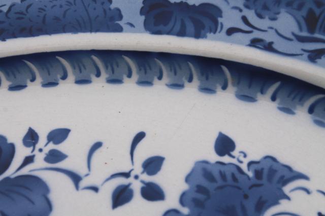 photo of rare vintage Royal Copenhagen Aluminia faience pottery blue & white peacock huge platter #3