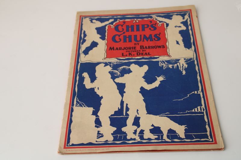 photo of rare vintage children's book Whitman Chip's Chums silhouette art illustrations comic strip style stories  #1