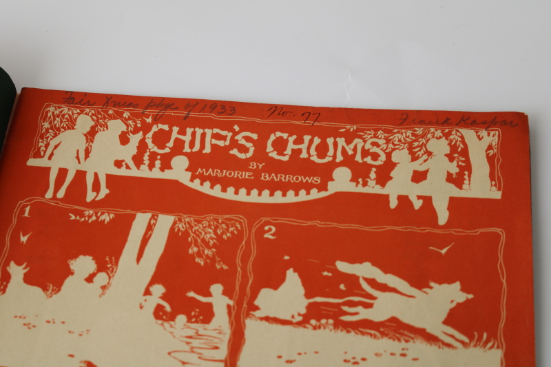 photo of rare vintage children's book Whitman Chip's Chums silhouette art illustrations comic strip style stories  #3