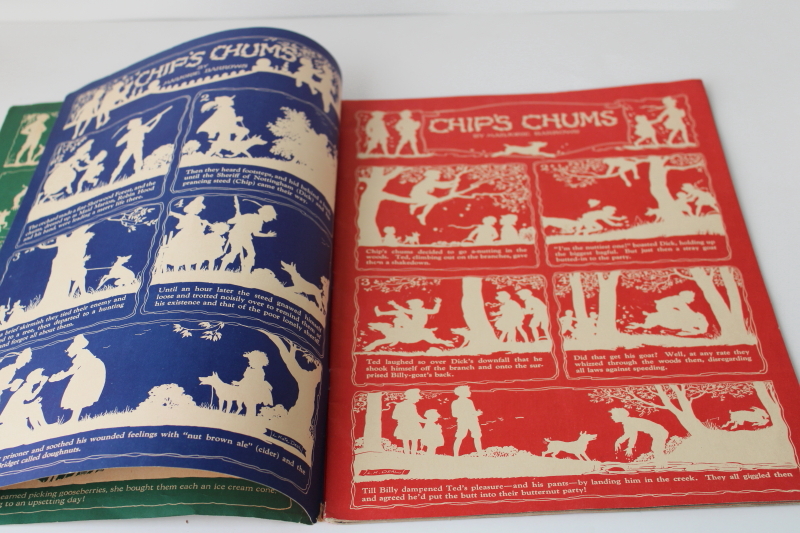 photo of rare vintage children's book Whitman Chip's Chums silhouette art illustrations comic strip style stories  #4