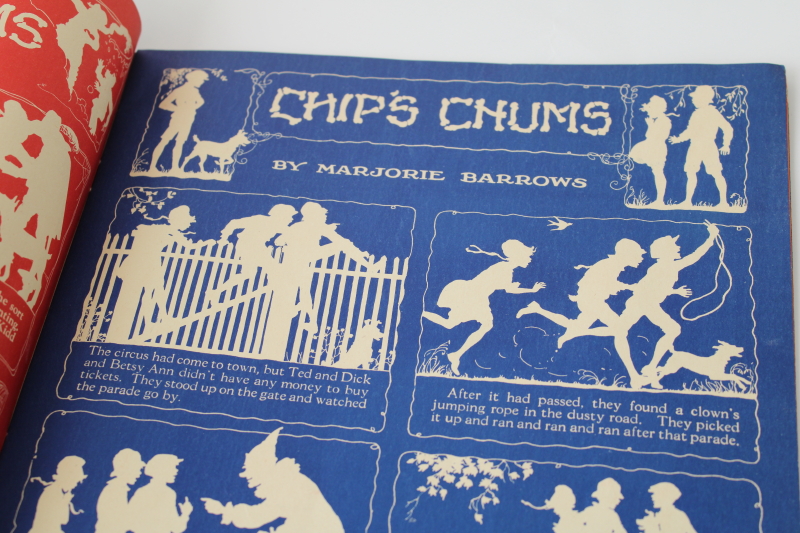 photo of rare vintage children's book Whitman Chip's Chums silhouette art illustrations comic strip style stories  #6