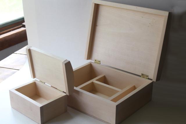 photo of raw natural unfinished wood boxes, dome top trunk storage chest for jewelry or supplies #1