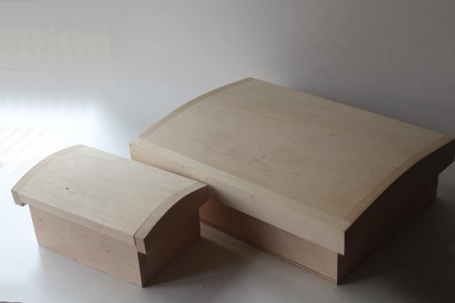 photo of raw natural unfinished wood boxes, dome top trunk storage chest for jewelry or supplies #2